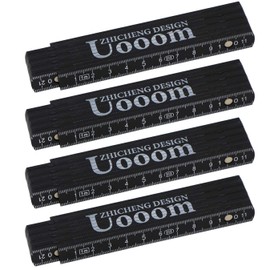 Set of 4 Folding Rulers 1 Metre Portable Plastic Folding Ruler (Black)