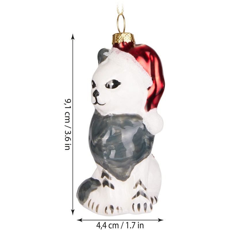 BRUBAKER Cat with Blanket and Christmas Hat Red Green -