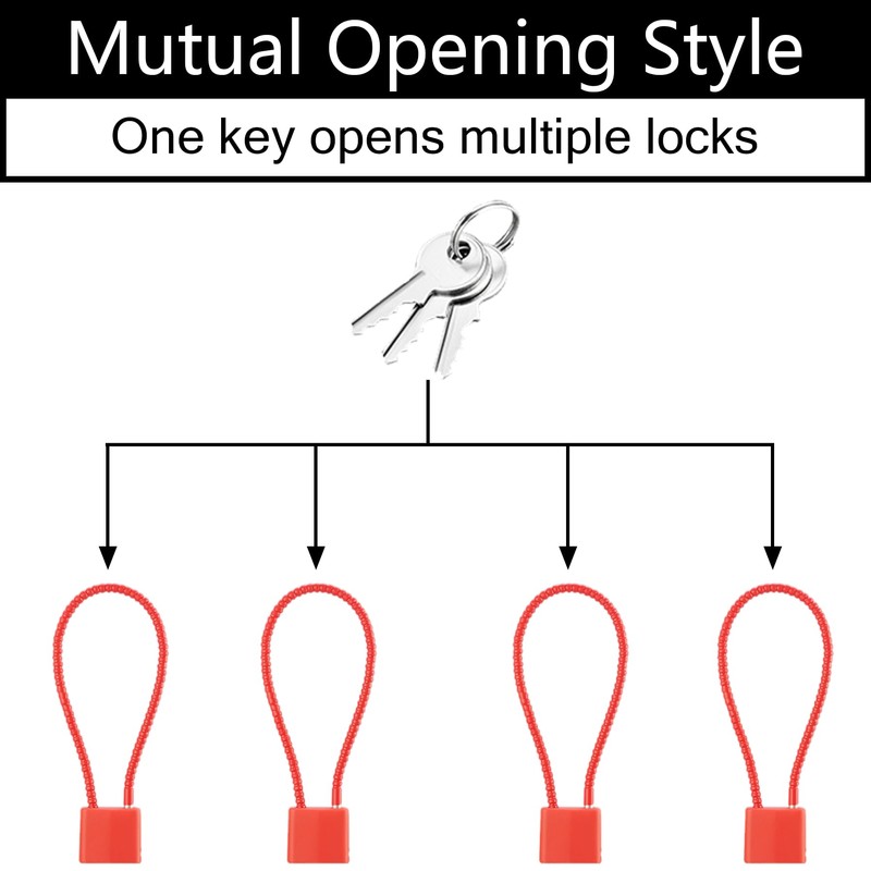 4 Pack Cable Padlock with Keys Alike,(1.3''/33mm) Wide Lock Body