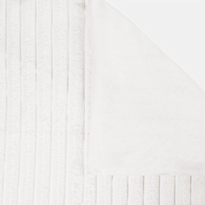 OHS White Blanket Throw Faux Fur Rib, Winter Blanket for