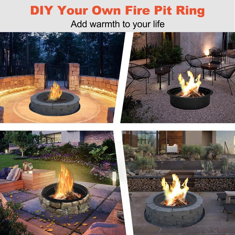 Koutemie Outdoor Smokeless Fire Pit Ring Liner 35-Inch Outer/31-Inch Inner