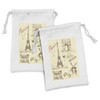 Lunarable Eiffel Tower Fabric Pouch Set of 2, Eiffel Tower