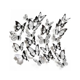 SanKristo 3D Butterfly Wall Stickers 24 PCS, Translucent Butterfly Realistic Art Wall Decorations Crafts Room Accessories, 3 Sizes Butterflies Decor Butterfly Decor Decals