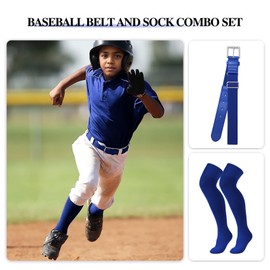 XZQTIVE Over the Knee Baseball Socks and Belt Combo Set for Youth Pink Softball Socks with Adjustable Belt