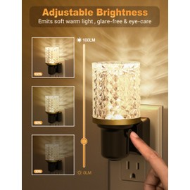 JandCase LED Night Light, Dimmable Night Lights Plug into Wall, Modern Nightlight with Auto On Off Light Sensor, 3000K Soft White Night Light 0-100LM Brightness for Bathroom Hallway Bedroom Decor