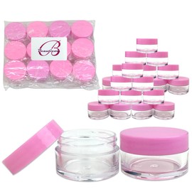 36 Beauticom 20g gram Round Clear Container Sample Jars with Pink Lid For Cream Cosmetic Travel Lip Balm Powder etc..