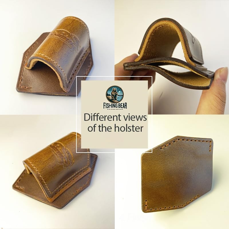 Fishing Rod Holster for Belt Genuine Leather,Fishing Pole Holster, Fly