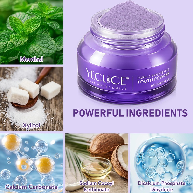Teeth Whitening Powder, 2Pack Purple Teeth Whitening Powder, Toothpaste Power,