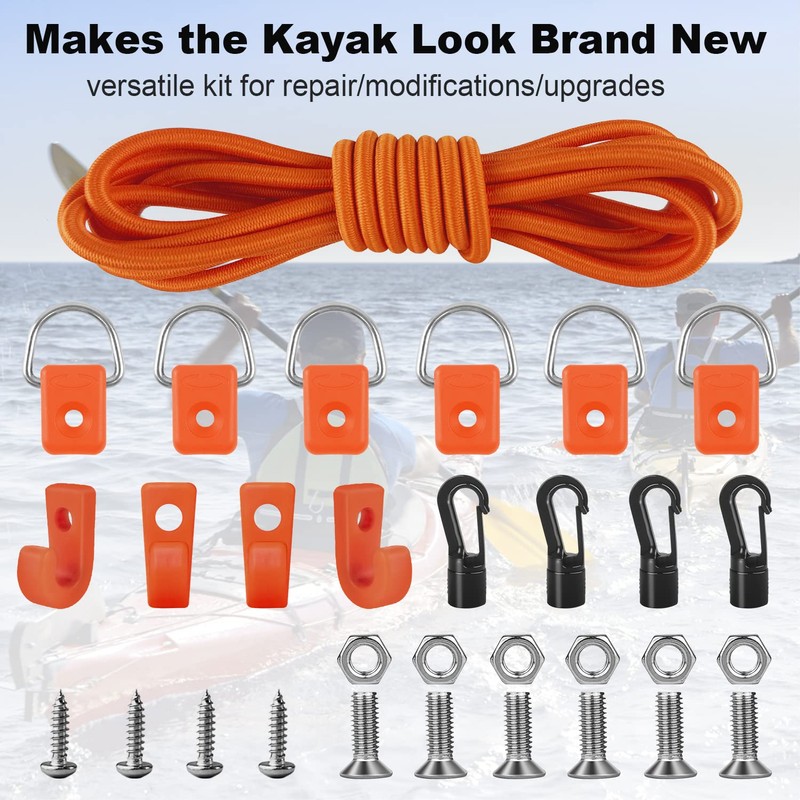 Kayak Deck Rigging Kit 1/4" 9.8' Bungee Cord with 6