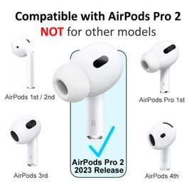 A-Focus Anti-Slip Set for AirPods Pro 2nd Silicone Adjustable Ear Hook Ergonomic Design Wings Wingtip Ear Tips Strap Sport Earbuds Accessories Eartip Compatible with AirPods Pro 2 Black