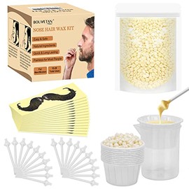 Kit de cera para nariz para hombres y mujeres, kit de depilación nasal con perlas de cera de 3.53 onzas (15-20 usos), 20 aplicadores, 15 protectores d