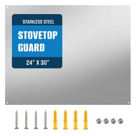 24" By 30" Stainless Steel Stove Backsplash, Reversible Ultra Flat Splatter Guard Range Hood Backsplash, Easy Clean Wall Shield Metal Panel, Compatible with Broan-NuTone 413004