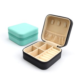 0XBIT Small Jewellery Box, 2 Pieces Travel Jewellery Box, Thickened Inner Core, Travel Jewellery Box with Removable Bezel, Mini Jewellery Box for Storing Rings and Bracelets