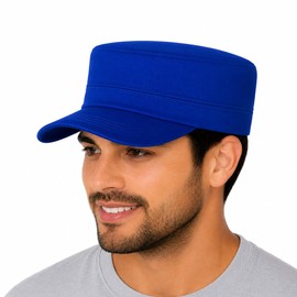 Genérico Gorra Tactica Militar Cubana, Algodón, con Ajuste de Hebilla Metálica (Azul Rey)