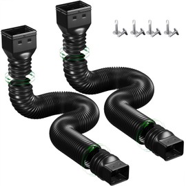 2 Pack Rain Gutter Downspout Extensions Flexible,Down Spout Extender Diverter Extendable from 21 to 68 in,Screws for Included,Black