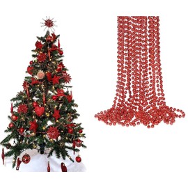 UKDD® 10m Long Christmas Bead Chain - Christmas Shiny Bead Garlands - Christmas tree Decorations (Red.)