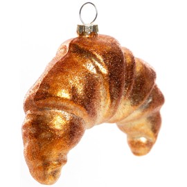 2 Count Hand Blown Glass Croissant Bread Christmas Ornaments for Christmas Tree