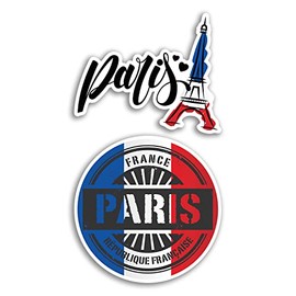 2 x 10cm Wide Paris Vinyl Stickers - France French Eiffel Tower Holiday Travel Adventure Travel Map Flag Country Scrapbooking Gift #78740