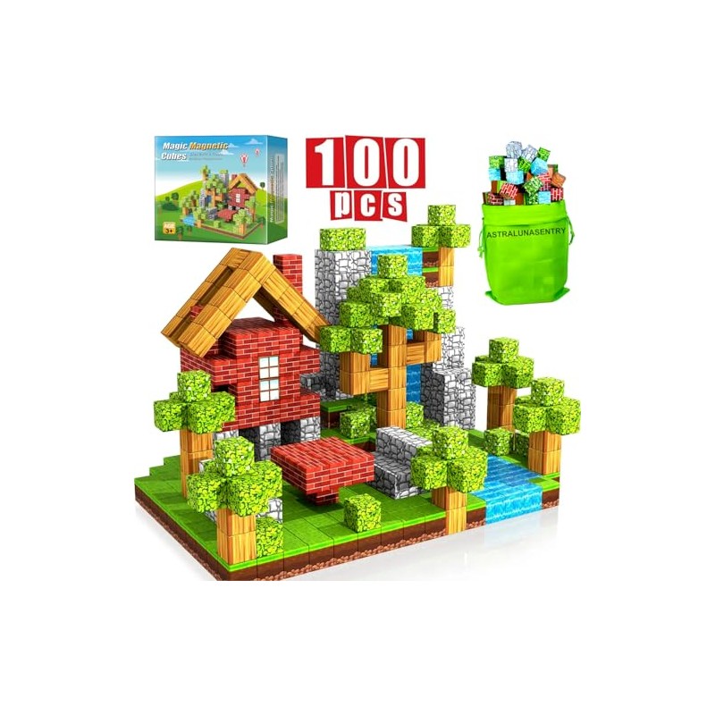 Magnetic blocks-100pcs,Building Cube,Size 0.8 inches/2cm, Constructions Toys for Boys &