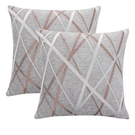 RKAAS HOME Pack of 2 Decorative Luxurious Chenille Square Cushion Cover for Living Room Sofa Couch Bed 45cm x 45cm 18x18 Inches (Pack of 2 - Silver Grey)