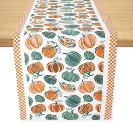 Folkulture 108 Inch Cotton Table Runner - Farmhouse & Boho Style for Dining & Coffee Table, Pumpkin