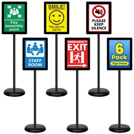 6 Pack Sign Stands 8.5"x11", Adjustable Floor Standing Sign Holders