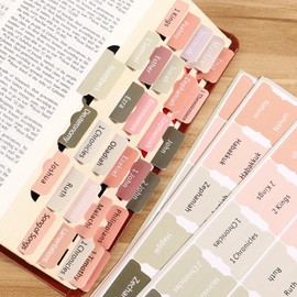 Laminated Large Print Bible for Women, 90 Pieces Vintages Small Bible Tabs Index Tabs Bookmarks Study Supplies Guide Kit, Baptism Christian Gifts for Men Boys Beginner Easy to Read