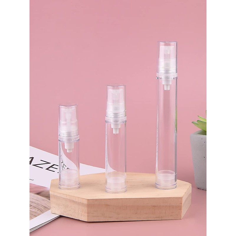 12 Jars 10ml Clear Airless Pump Bottle Cream Lotion Vacuum