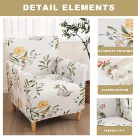 GOSTADY Printed Banquet Armchair Slipcovers Soft Chair Covers Armchair 2-Piece Stretch Chair Covers for Living Room Nonslip Outdoor Armchair CoverPets Friendly Furniture Protector,15