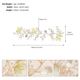 FAIRYGATE Hair Accessories Headband Bridal Wedding Hair Vine with Leaves Headpiece for Bride Headband for Women and Girls Gold 4806