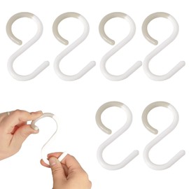 Coollooda S-Shaped Hook Hook (Set of 6), Anti-Slip Hooks, Bending, Shedding Prevention, Rustless, S-Shaped Hooks, No Sound, For Bathrooms, Entryways, Bathrooms, Kitchens
