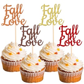 24 piezas de adornos para cupcakes con purpurina para otoño, boda, compromiso, aniversario, fiesta de cumpleaños, decoración de pasteles, suministros coloridos