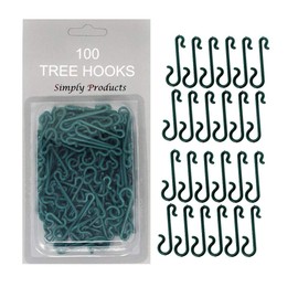 Simply Products 100 Bauble Christmas Tree Hooks Green Ornament Hooks Mini Hangers for Christmas Tree, Christmas Wreath, Christmas Vine