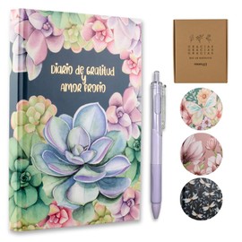 MONART WATERCOLOR ® - Diario de Gratitud, libreta de amor propio, cuaderno manifestacion, agradecimiento, diario personal (Suculentas)