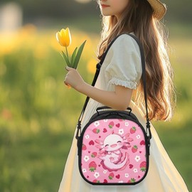 Renewold Axolotl Kids Lunch Box Portable Leakproof Large Capacity Thermal Picnic Cooler Bag Multifunctional School Picnic Travel Hiking Camping