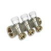 1 - inch level and plumbing splitter with stop valve, red and blue