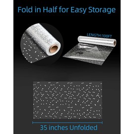 JOYIT 100' Long X 35” Wide Clear Cellophane Wrap Roll with White Dots - 3 Mil Thicker Cellophane Roll, Clear Wrapping Paper for Gift Baskets Wrap (35" Folds into 17.5")