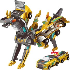 Hotfree Dinosaur Transforming Car Toy, Magnetic Cars Transform into Dinosaurs,Fun - Collision Transformation Car Toys for Boys & Girls|Party Favors Gift for Birthday, Christmas:_Yellow flying dragon