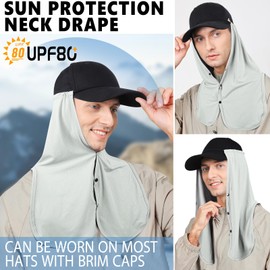 YANIKY Adjustable UV Sun Hat Neck Protection Neckerchief 2-in-1 Sun Protection Breathable UV Protection Neck Flap as Accessory for Baseball Cap, Ideal for Summer Outdoor Activities, Green, One Size