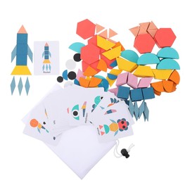 NOLITOY 180pcs Tangram Shaped Puzzles Kids Sequencing Game Shape Recognition Toys Kids Recognition Toys Shape Puzzle Magnets Kids Hand Toys Baby Stacking Toys Wooden