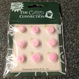 THE CARD CONNECTION 3D PINK FLOWERS WITH LIGHT GREEN TULLE LEAF  PETITE PINK