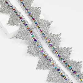 Length15 Yards，Width4cm/1.97Inch, Silver Sequin lace Trim Craft Ribbon Decorated Gimp Trim for Wedding Bridal, Performance Costumes or Jewelry, Crafts and Sewing （ Silver Sequin）