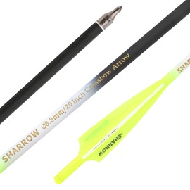 AMEYXGS Crossbow Bolts Crossbow Arrows 16-22 Inch Carbon Shaft Replaceable Screw-in Tips Shield Colorfull Feather 12 Pack (Yellow, 20 inch)