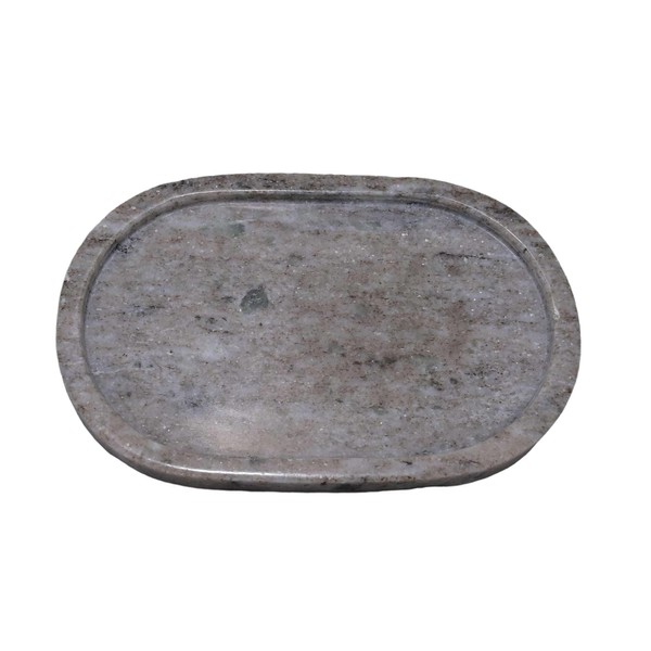 MHCRAFT Natural Marble Vanity Tray Oval Stone Trays for Candles