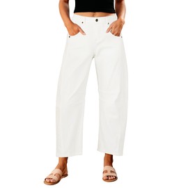 GRAPENT High Rise Jeans for Women Crop Jeans for Women Womens Baggy Pants Jeans Women High Waisted Women's Jeans Jean Outfits for Women Color Cream White Medium Size 8 Size 10