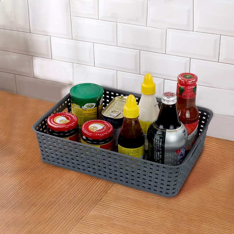 Easymanie A4 Paper Plastic Storage Basket Tray, 5 Packs, Grey