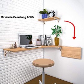 Folding Console Heavy Duty 200 mm - Folding Hinge Pack of 2 Stainless Steel Folding Bracket Folding Angle Space-Saving Folding Shelf for Folding Table Wall Mounting Shelf Bracket Load 60 kg