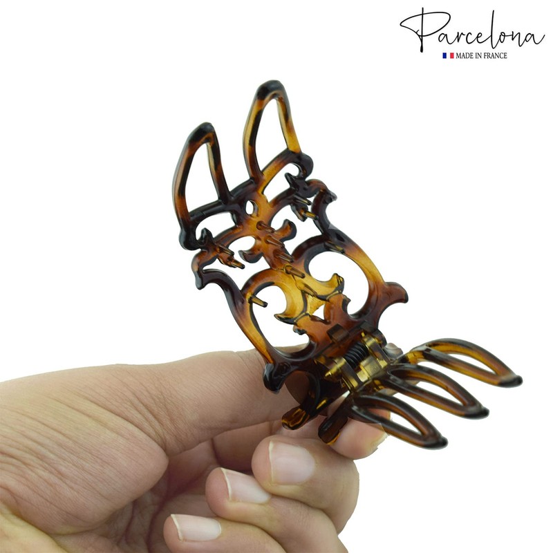 Parcelona French Intricate Celluloid Small Shell Slide in Side Slider