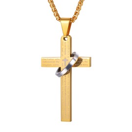 U7 Cross Pendant Gold For Men Women Religious Christian Jewellery Necklace