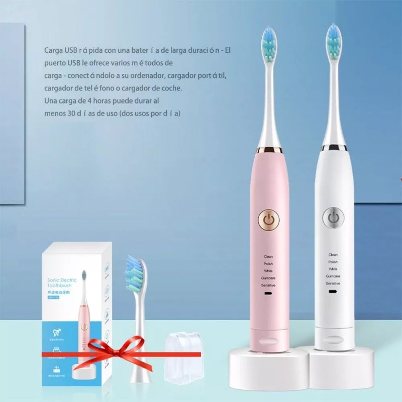 EGTMA Kit 2 Cepillo Para Dientes Electrico Ultrasonico 4 Cabezales